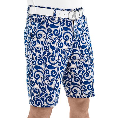 SALE Royal and Awesome Men`s Golf Shorts Club Swirls Blue Golf Shorts 30 - 44