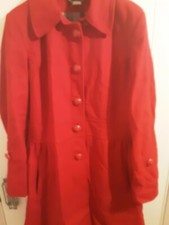 Jasper Conran Wool/cashmere Blend Red Peplum Style Coat*size 16