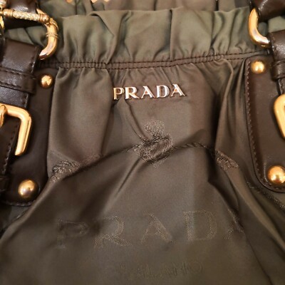 Prada dark green Tessuto Nylon 2-Way Tote bag | eBay