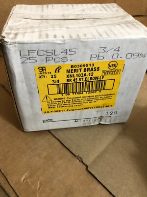Merit Brass Lead-Free Pipe Elbow 45 Deg. 125 PSI  3/4''  XNL103A-12 - 25-Pack ~