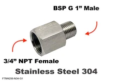 3/4" NPT Female to BSP G 1" Male Stainless Sensor Adaptor Fittings Conversion