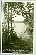 Florence WI A 1934 Pretty View at Keys Lake RPPC