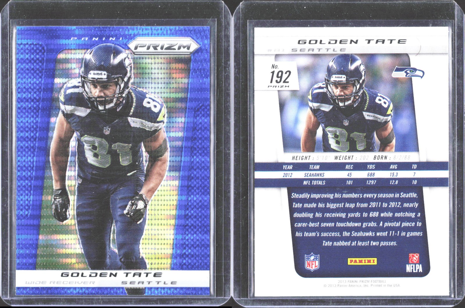 2013 Panini Prizm #192 Golden Tate Prizm Blue Pulsar