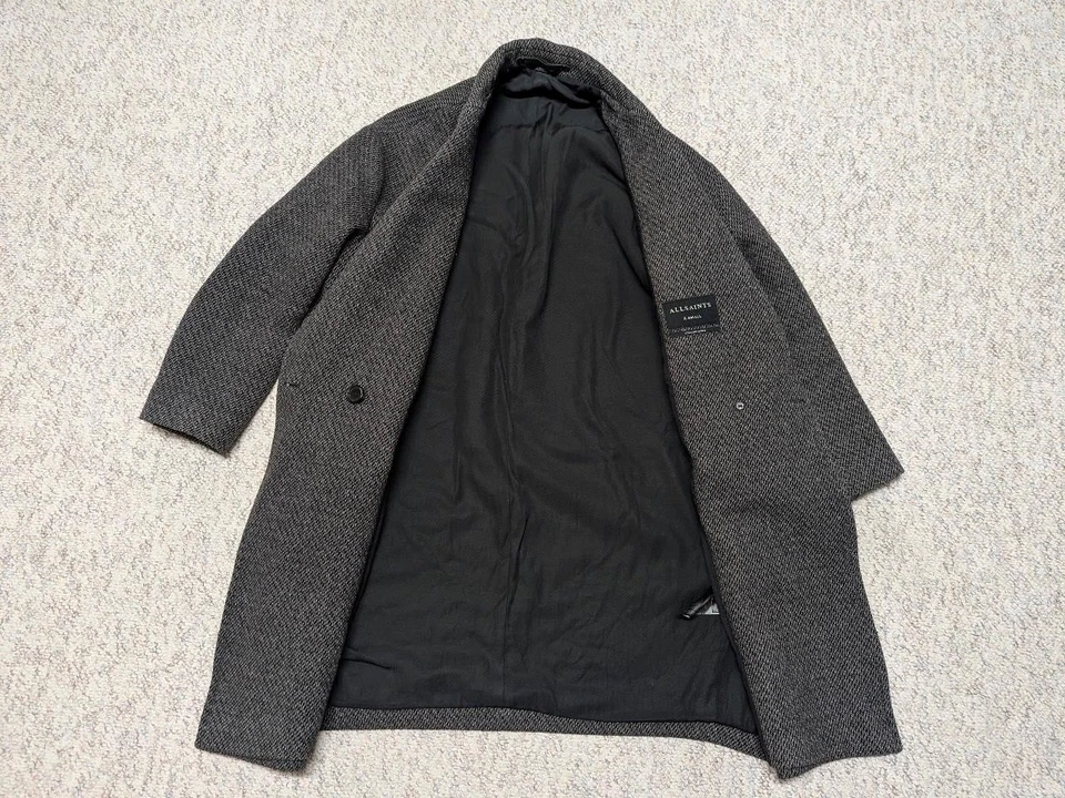 Abrigo ALL SAINTS mezcla lana ADA TECO XS gris tweed Foto 3 de 4