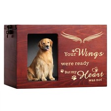 Pet Memorial Urns for Dog or Cat Ashes, Large Wooden Funeral Cremation Urns w...