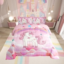 Unicorn Bedding Set for Girls Toddler Size Pink Purple Unicorn Comforter Set ...