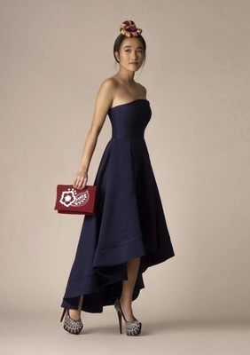 NWT C/MEO Collective Navy Blue Ball Gown Gala Prom Wedding Maxi Dress XS