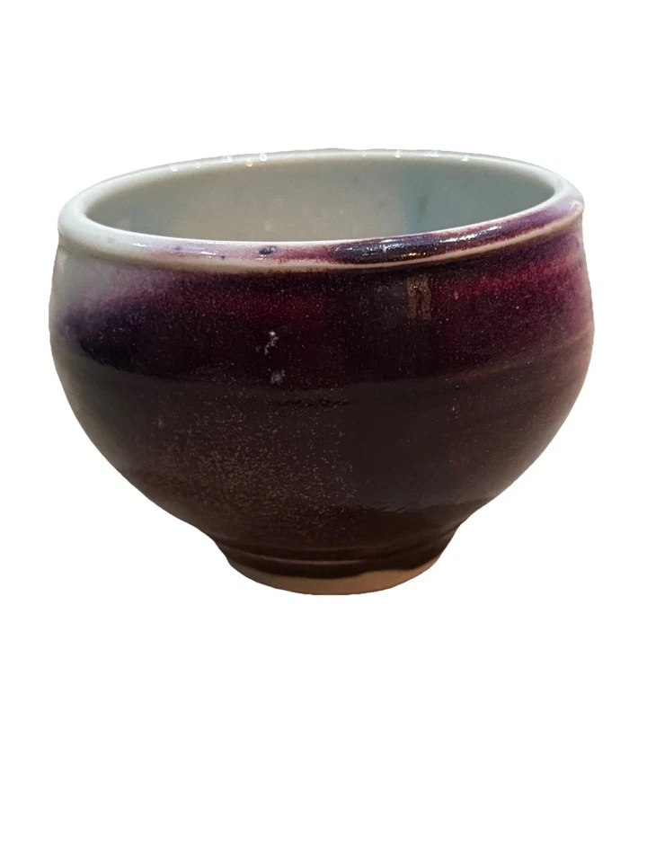 Arte de cerámica de estudio chino vintage Sang De Beouf/tazón de burbujas salpicado de púrpura Foto 3 de 4