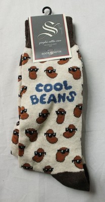 SockSmith Men's Cool Beans Crew Socks CN6 Ivory Heather Size 10-13 NWT