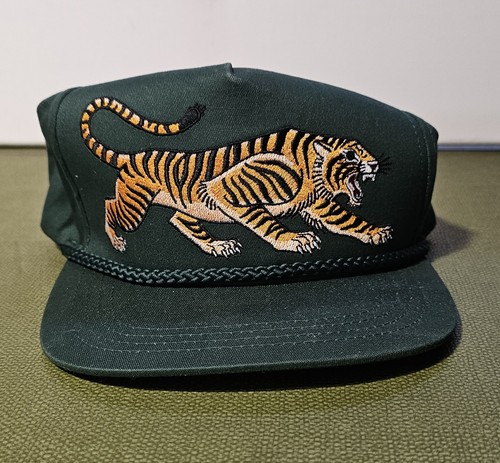 Stuntin Damn Fine Goods Embroidered Tiger Snapback Hat Green SnapBack Cap