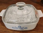 Vtg Corning Ware Blue Cornflower 1 Quart A-1-B,  Pyrex Lid A 7 C