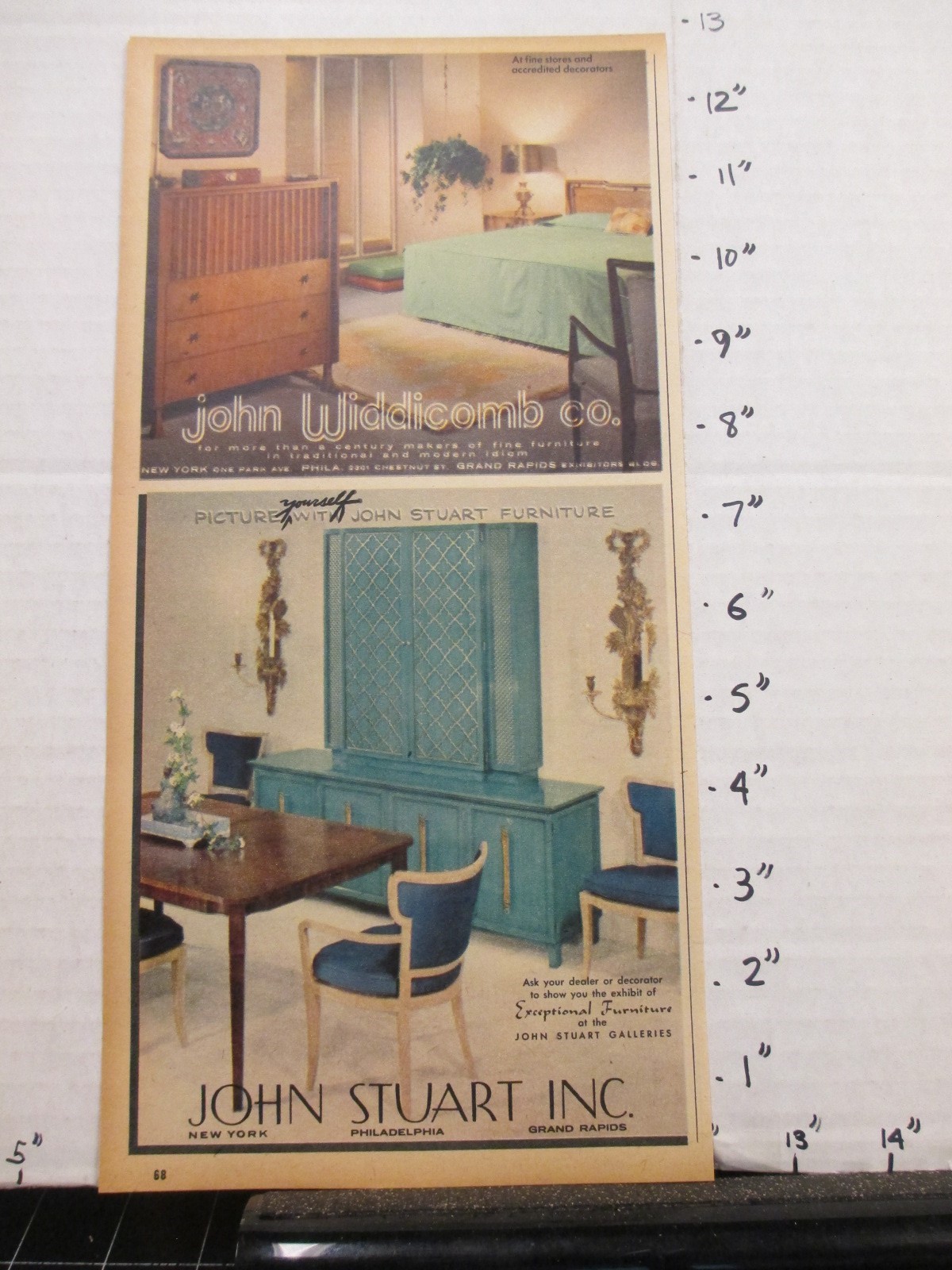 newspaper ad 1959 JOHN Stuart John Widdicomb furniture household blue chest
