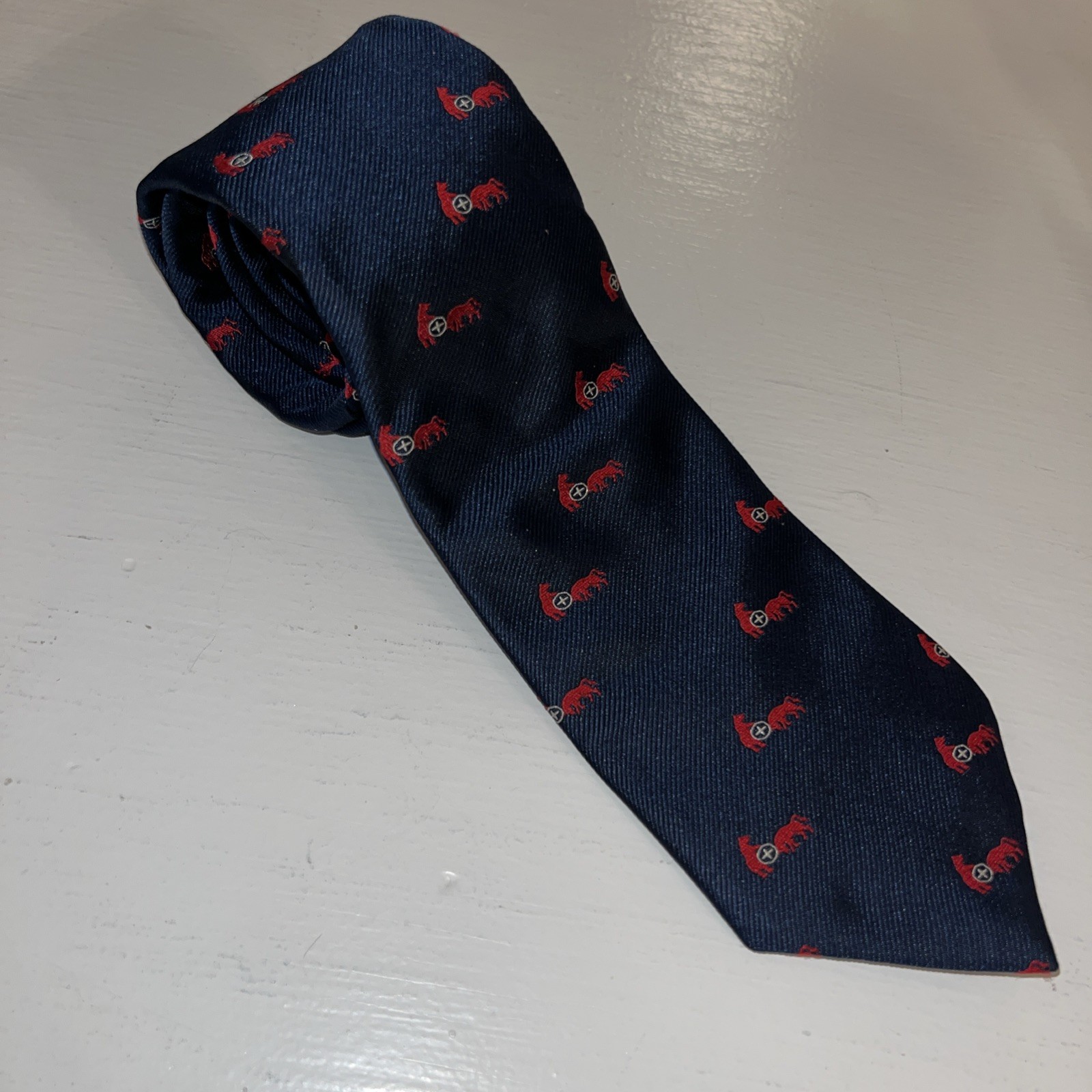 Exclusive NYSE Bull & Bear Navy Blue Silk Tie - Pre-Owned image 3