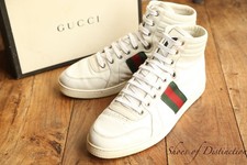 Gucci GG scarpe da ginnastica alte in pelle bianca sneakers uomo UK 7 G US 8