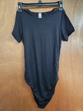 Victoria s Secret Black MEDIUM Feathersoft Essentials Short-Sleeve Bodysuit