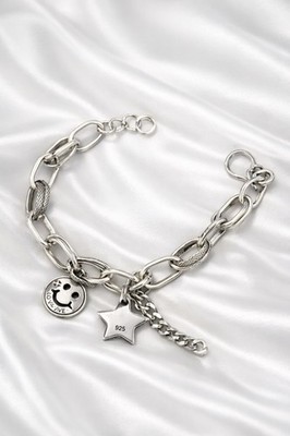  EDLES Armband Frau SILBER 925   Sterne  Trend  Mode Ankerkette   Party Freunde 