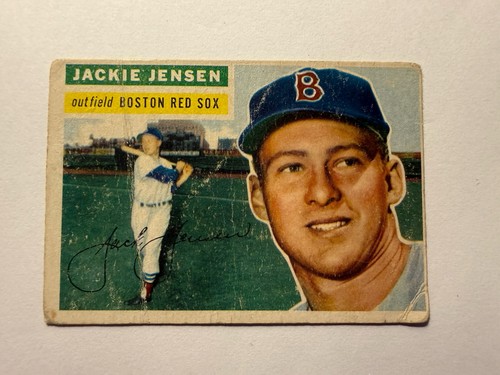 Jackie Jensen [Gray Back] #115 1956 Topps card