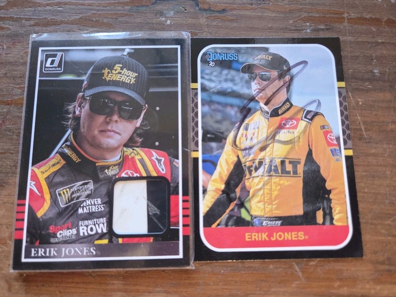 Donruss 2018 NASCAR Erik Jones Autograph 2 color relic race used card 2 card set