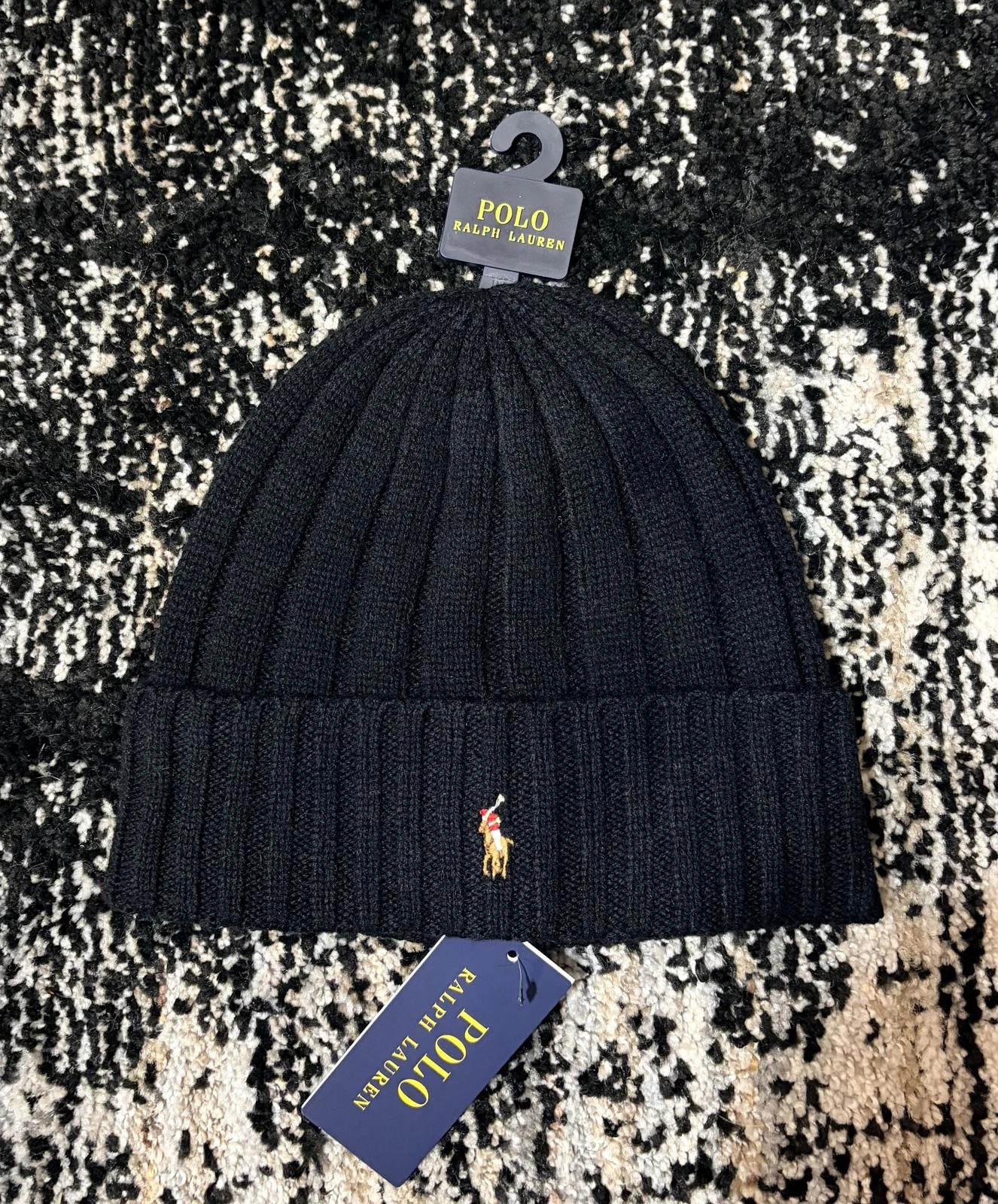 Polo Ralph Lauren Signature Pony Wool-Blend Beanie Black