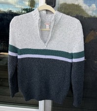 Cat  Jack Big Boy Large 12/14 Cozy Mock Neck 1/4 Zip Pullover Sweater Gray