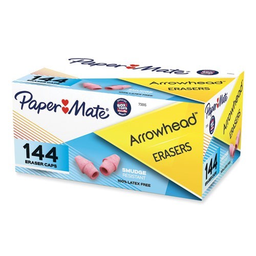Paper Mate Arrowhead Eraser Caps, For Pencil Marks, Pink, 14