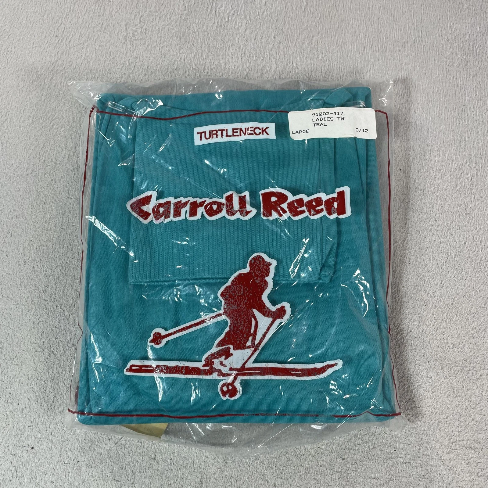 Vintage Carroll Reed Shirt Womens Large Teal Turtleneck Ski Base Layer Top USA