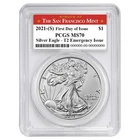 2021 (S) $1 Type 2 American Silver Eagle PCGS MS70 Emergency Issue FDOI San
