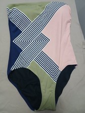 VINCE CAMUTO DECO WAVES BANDEAU ONE PIECE SWIMSUIT BATHING SIZE 10