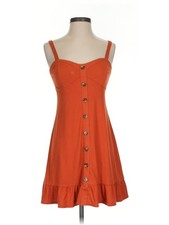 Walmart Women Orange Casual Dress XS