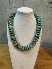 Chunky Green Turquoise Disc Bead Necklace wit...
