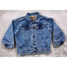 Levi's Denim Trucker Jacket Boys Size 6 Light Wash Orange Tab 02/95 Made in USA