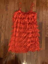 Dreamgirl 1920s Flapper Costume Red Fringe Dress Small S Halloween Gatsby