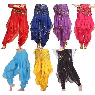Women Girl Belly Dance Chiffon Pants Festival Club Cosplay Pirate Harem Pants