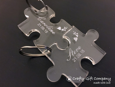 Personalisierte Schlüsselanhänger Valentinstag: Paar Acryl Gravur Puzzle