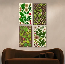 Farmhouse Boho Style Antique Botanical Print Aged Vintage Print Country Floral