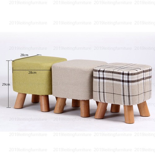Small Wooden Footstool Footrest Pouffe Foot Stool Padded Ottoman Seat Bench - Picture 6 of 20