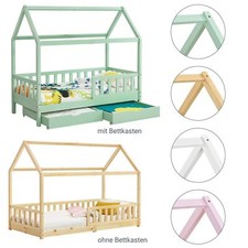 Kinderbett Hausbett Bett 90x200 cm Rausfallschutz Lattenrost Holz Juskys®
