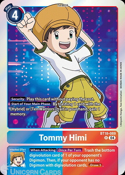 BT18-089 Tommy Himi : Rare Digimon Card : BT18-19: Special Booster Ver.2.0