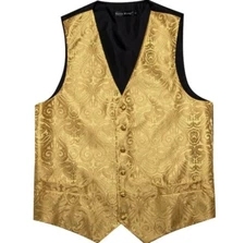 NWT Barry Wang Gold Paisley Vest Formal Prom Wedding Special Ocassion SIZE 4 XLL