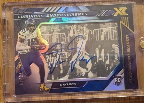 JUSTIN JEFFERSON 2020 Panini XR Luminous Endorsements Rookie RC Auto /49 Vikings - Picture 3 of 10