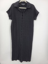 Eloquii Dress Womens 18 Black Streth Gauze Short Sleeve Button Up Beach Boho