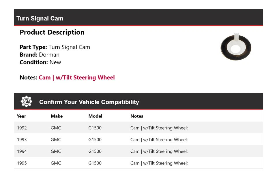 For 1992-1995 GMC G1500 Dorman Turn Signal Cam 1993 1994 - Image 2 of 4