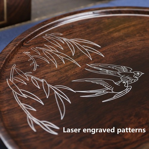 Luxury Ebony Wooden Kung Fu Gongfu Tea Tray Serving Table Drain Plate For 2 Man - Picture 5 of 10