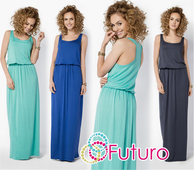 Damen Sommerweste Tank Maxikleid ärmellos langes Sommerkleid Übergrößen 8-18 FM21