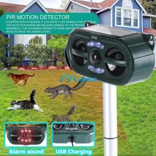 Upgraded Solar Ultrasonic Garden Animal Repellent Dog Cat Fox Deer Sensor Alarm