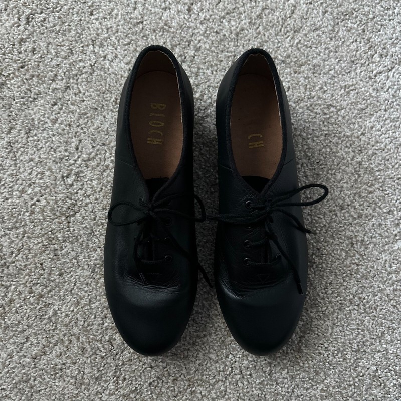 Bloch Techno Tap #1T #2H Dance Shoes Black Lace Up Jazz Leather Womens Size 10.5