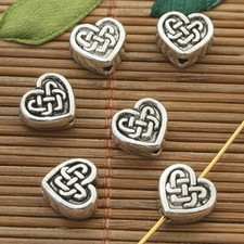 15pcs dark silver tone heart spacer beads 9.5mm h3889