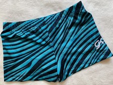 GK Elite SHORTS Leotard BLUE BLACK Sparkle ZEBRA Gymnastics BAR Mini Cheer AS