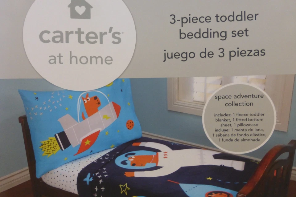 Juego de cama para niños pequeños Carter's Space Adventure Collection 3 piezas nuevo en paquete Foto 3 de 4