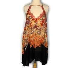 Intimately Free People Romantic Boho Black Floral Haze Mini Slip Dress M NWOT 